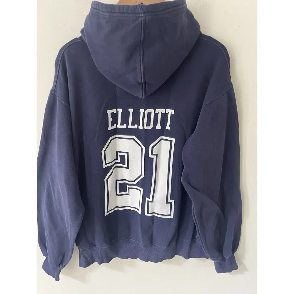 Dallas Cowboys Authentic Elliot Hoodie Sweatshirt 21 Blue Long-Sleeve Pull-Over